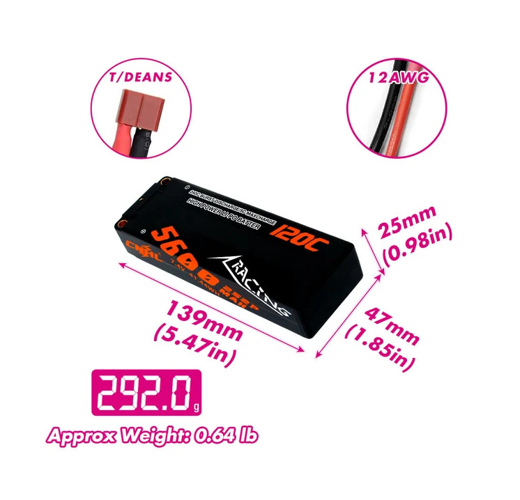Bateria Lipo 7.4v 5600mah 120c CNHL Racing - Imagen 3